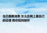 当日最新消息 怎么在网上查自己的征信 教你如何操作