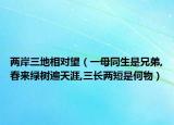 两岸三地相对望（一母同生是兄弟,春来绿树遍天涯,三长两短是何物）