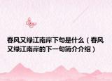 春风又绿江南岸下句是什么（春风又绿江南岸的下一句简介介绍）