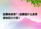 股票啥意思?（股票是什么意思 通俗简介介绍）