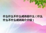什么什么不什么成语是什么（什么什么不什么成语简介介绍）