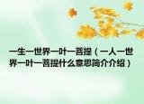 一生一世界一叶一菩提（一人一世界一叶一菩提什么意思简介介绍）