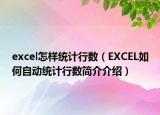excel怎样统计行数（EXCEL如何自动统计行数简介介绍）