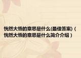 恍然大悟的意思是什么(最佳答案)（恍然大悟的意思是什么简介介绍）