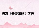 陈方《夫妻密码》字符