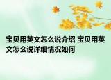宝贝用英文怎么说介绍 宝贝用英文怎么说详细情况如何