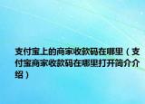支付宝上的商家收款码在哪里（支付宝商家收款码在哪里打开简介介绍）