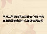 常见三角函数值表是什么介绍 常见三角函数值表是什么详细情况如何