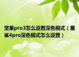 坚果pro3怎么设置深色模式（黑鲨4pro深色模式怎么设置）