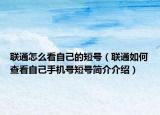 联通怎么看自己的短号（联通如何查看自己手机号短号简介介绍）