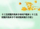 十三五时期共有多少农村户脱贫（十三五时期共有多少个农村脱贫简介介绍）