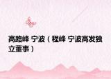 高路峰 宁波（程峰 宁波高发独立董事）