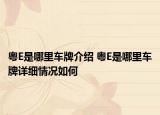 粤E是哪里车牌介绍 粤E是哪里车牌详细情况如何