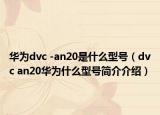 华为dvc -an20是什么型号（dvc an20华为什么型号简介介绍）