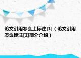 论文引用怎么上标注[1]（论文引用怎么标注[1]简介介绍）