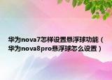 华为nova7怎样设置悬浮球功能（华为nova8pro悬浮球怎么设置）