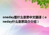 oneday是什么意思中文翻译（oneday什么意思简介介绍）
