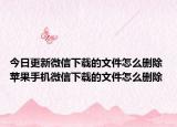今日更新微信下载的文件怎么删除 苹果手机微信下载的文件怎么删除