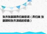 张杰张靓颖燕归巢歌词（燕归巢 张靓颖和张杰演唱的歌曲）