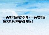 一头成年鲸有多少吨（一头成年鲸鱼大概多少吨简介介绍）