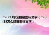 miui13怎么隐藏图标文字（miui13怎么隐藏图标文字）