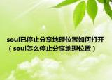 soul已停止分享地理位置如何打开（soul怎么停止分享地理位置）