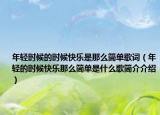 年轻时候的时候快乐是那么简单歌词（年轻的时候快乐那么简单是什么歌简介介绍）