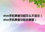vivo手机录音功能怎么不显示（vivo手机录音功能在哪里）