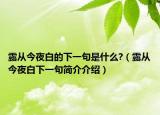 露从今夜白的下一句是什么?（露从今夜白下一句简介介绍）