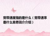 宽带速度指的是什么（宽带速率是什么意思简介介绍）