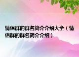 情侣群的群名简介介绍大全（情侣群的群名简介介绍）