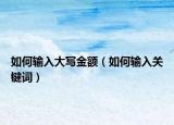 如何输入大写金额（如何输入关键词）