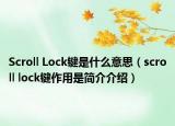 Scroll Lock键是什么意思（scroll lock键作用是简介介绍）