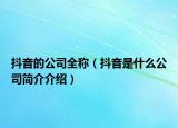 抖音的公司全称（抖音是什么公司简介介绍）