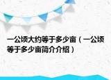一公顷大约等于多少亩（一公顷等于多少亩简介介绍）