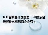 LOL晋级赛什么意思（lol提示晋级赛什么意思简介介绍）