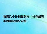 有哪几个计划单列市（计划单列市有哪些简介介绍）