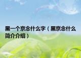 黑一个京念什么字（黑京念什么简介介绍）