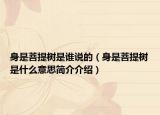 身是菩提树是谁说的（身是菩提树是什么意思简介介绍）