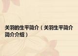 关羽的生平简介（关羽生平简介简介介绍）