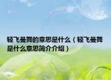 轻飞曼舞的意思是什么（轻飞曼舞是什么意思简介介绍）