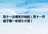 双十一从哪年开始的（双十一开始于哪一年简介介绍）