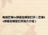 电视芒果tv弹幕在哪里打开（芒果tv弹幕在哪里打开简介介绍）