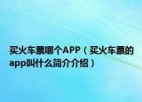 买火车票哪个APP（买火车票的app叫什么简介介绍）