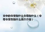 文中的令堂指什么令尊指什么（令尊令堂各指什么简介介绍）