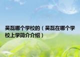 吴磊哪个学校的（吴磊在哪个学校上学简介介绍）