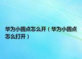 华为小圆点怎么开（华为小圆点怎么打开）