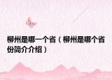 柳州是哪一个省（柳州是哪个省份简介介绍）