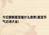 今日更新夏至是什么意思(夏至节气古诗大全)