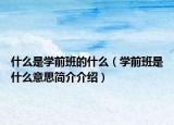 什么是学前班的什么（学前班是什么意思简介介绍）